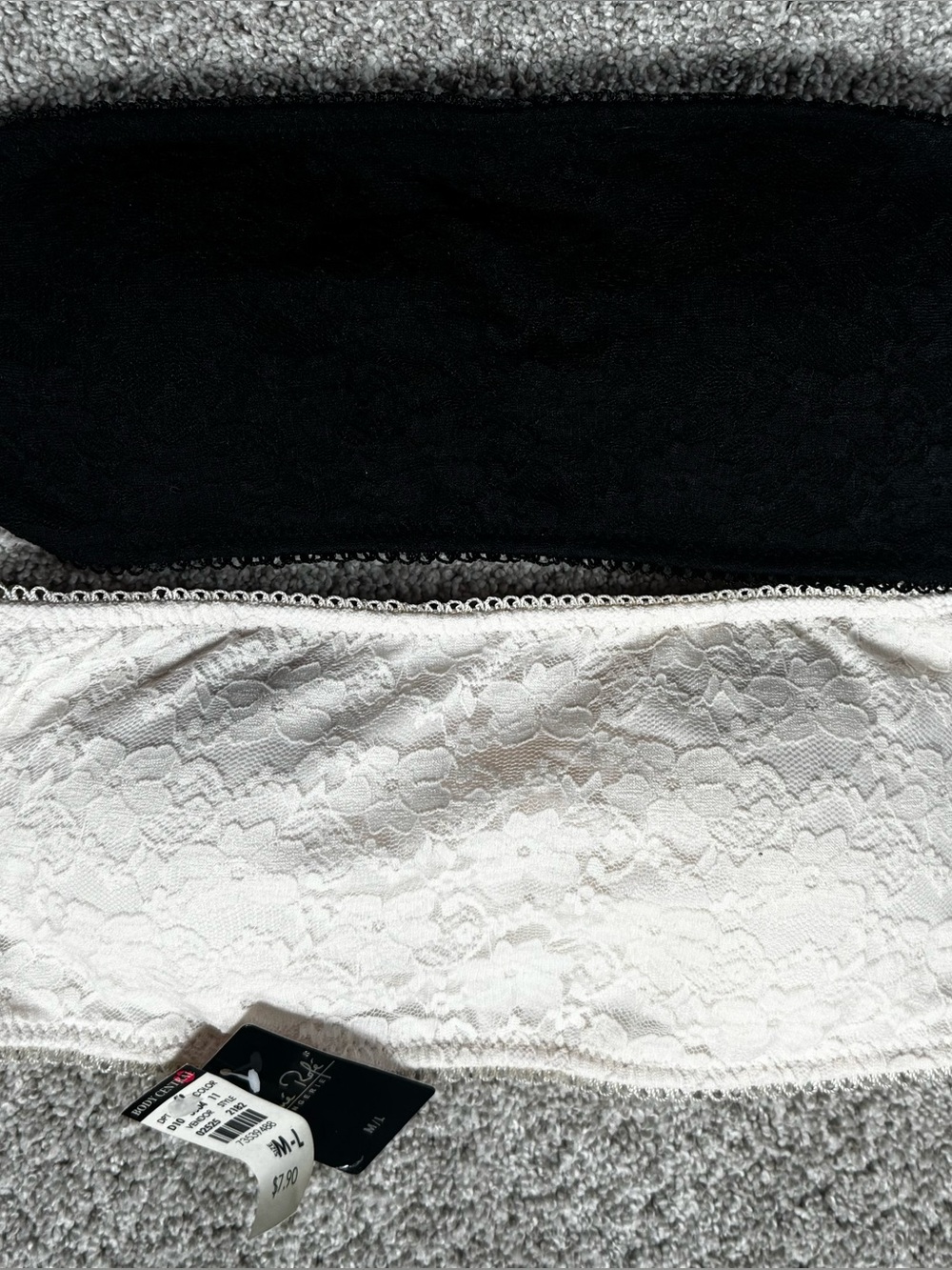 Anemone (2) strapless Lace Bandeau - White & Black/ 2 black & cream M/L